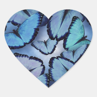 Blue Morpho Butterflies Herz-Aufkleber