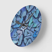 Blue Morpho Butterflies Runde Wanduhr (Winkel)