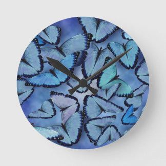 Blue Morpho Butterflies Runde Wanduhr