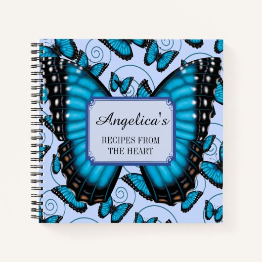 Blue Morpho Butterfly 2 Rezept Notizbuch (Vorderseite)