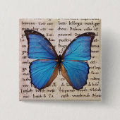 Blue Morpho Butterfly auf der Buchseite Button (Vorderseite)