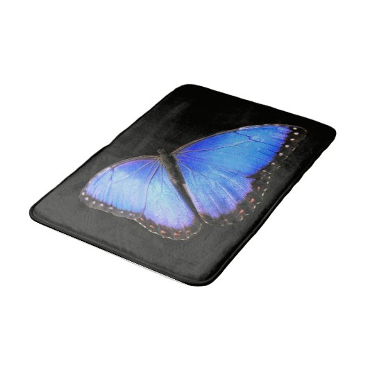 Blue Morpho Butterfly Bath Mat Badematte (Schrägansicht)