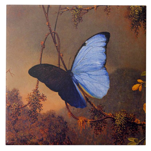 Blue Morpho Butterfly, Fine Art, Fliese (Vorderseite)