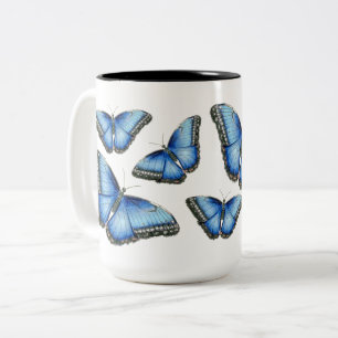 Blue Morpho Butterfly Illustration Zweifarbige Tasse