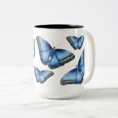 Blue Morpho Butterfly Illustration Zweifarbige Tasse (VorderseiteRechts)