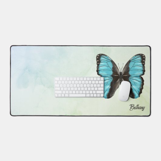 Blue Morpho Butterfly Insekt Art Übernachtung Schreibtischunterlage (Tastatur & Maus)