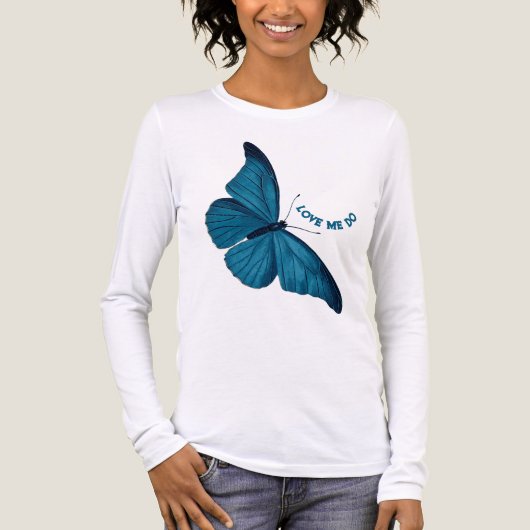Blue Morpho Butterfly Liebe Do Tri-Blend Shirt (Vorderseite)