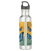 Blue Morpho Butterfly Monogram Name Letter Edelstahlflasche (Rückseite)