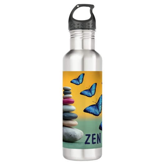 Blue Morpho Butterfly Monogram Name Letter Edelstahlflasche (Vorderseite)