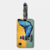 Blue Morpho Butterfly Monogram Name Letter Gepäckanhänger (Rückseite vertikal)