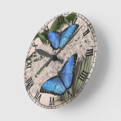 Blue Morpho Butterfly Natur Runde Wanduhr (Winkel)