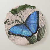 Blue Morpho Butterfly Natur Rundes Kissen (Rückseite)