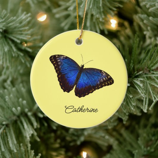 Blue Morpho Butterfly personalisiert Keramik Ornament (Baum)