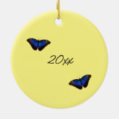 Blue Morpho Butterfly personalisiert Keramik Ornament (Hinten)