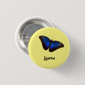 Blue Morpho Butterfly Personalisiert mit Name Button (Vorne & Hinten)