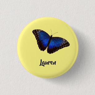 Blue Morpho Butterfly Personalisiert mit Name Button