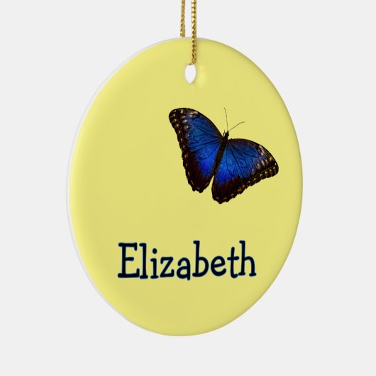 Blue Morpho Butterfly Personalized with Name Keramik Ornament (Rechts)