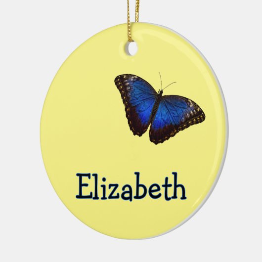 Blue Morpho Butterfly Personalized with Name Keramik Ornament (Links)