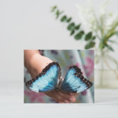 Blue Morpho Butterfly Postkarte (Stehend Vorderseite)