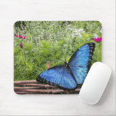 Blue Morpho Butterfly Rustikales Design Mousepad (Mit Mouse)