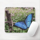 Blue Morpho Butterfly Rustikales Design Mousepad (Mit Mouse)