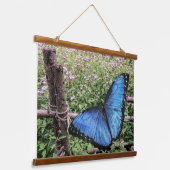 Blue Morpho Butterfly Rustikales Design Wandteppich Mit Holzrahmen (Gewinkelt)