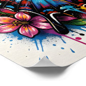 Blue Morpho Butterfly Street Art Graffiti Grunge Poster (Ecke)