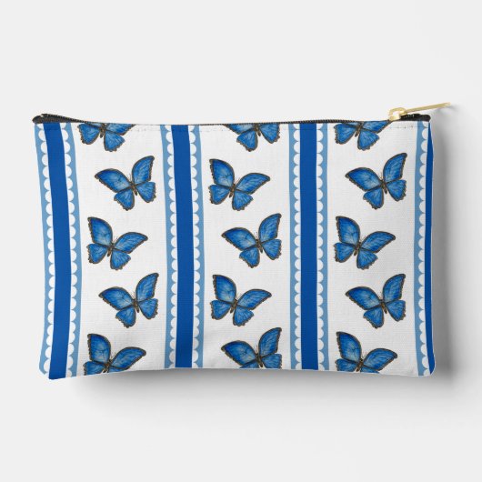 Blue Morpho Butterfly Stripe Zipper Pouch Zubehörtasche (Rückseite)
