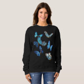 Blue Morpho Butterfly Swarmes Lepidoptera Entomolo Sweatshirt (Vorne ganz)