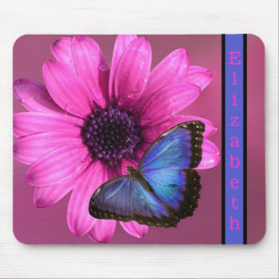 Blue Morpho Butterfly und Daisy Mousepad