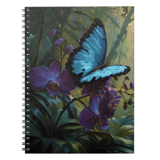 Blue Morpho Orchid Jungle Notebook Notizblock (Vorderseite)