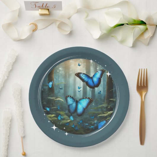 Blue Morpho Paper Plate Pappteller (Hochzeit)
