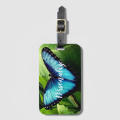 Blue Morpho Schmetterling Foto Gepäckanhänger (Vorderseite Vertikal)