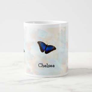 Blue Morpho Schmetterlinge auf Pastel, kundenspezi Jumbo-Tasse