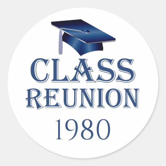 Blue Mortar cap, Klasse Wiedersehen jedes Jahr Sti Runder Aufkleber (Vorderseite)