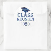 Blue Mortar cap, Klasse Wiedersehen jedes Jahr Sti Runder Aufkleber (Tasche)