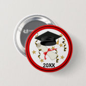 Blue Mortar und Diploma Abschluss Button (Vorne & Hinten)