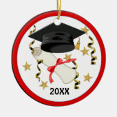 Blue Mortar und Diploma Abschluss Keramikornament (Vorne)