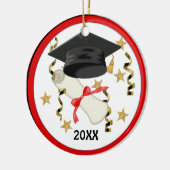 Blue Mortar und Diploma Abschluss Keramikornament (Links)