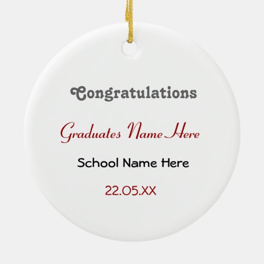 Blue Mortar und Diploma Abschluss Keramikornament (Hinten)