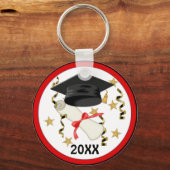 Blue Mortar und Diploma Abschluss Schlüsselanhänger (Vorderseite)