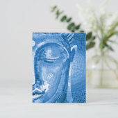 Blue Mosaic Buddha Face Postkarte (Stehend Vorderseite)