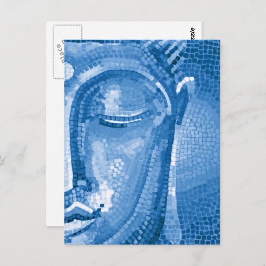 Blue Mosaic Buddha Face Postkarte (Vorne/Hinten)