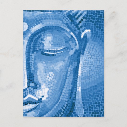 Blue Mosaic Buddha Face Postkarte (Vorderseite)