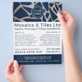 Blue Mosaic, Floor, Tile Installer-Werbung Flyer (Hand)