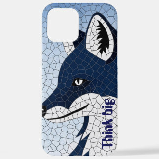 Blue Mosaic Fox Think Big Geometric Pattern iPhone 12 Pro Max Hülle