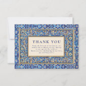 Blue Mosaic Islamic Wedding Dankeskarte (Vorderseite)