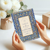 Blue Mosaic Islamic Wedding Save The Date