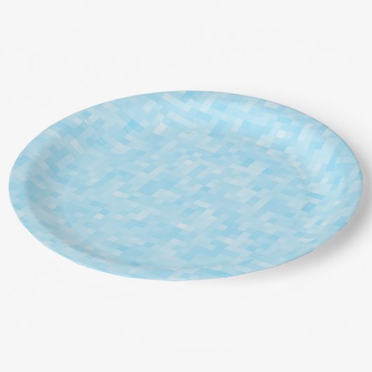 Blue Mosaic Pixel Pappteller (Schrägansicht)