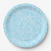Blue Mosaic Pixel Pappteller (Vorderseite)